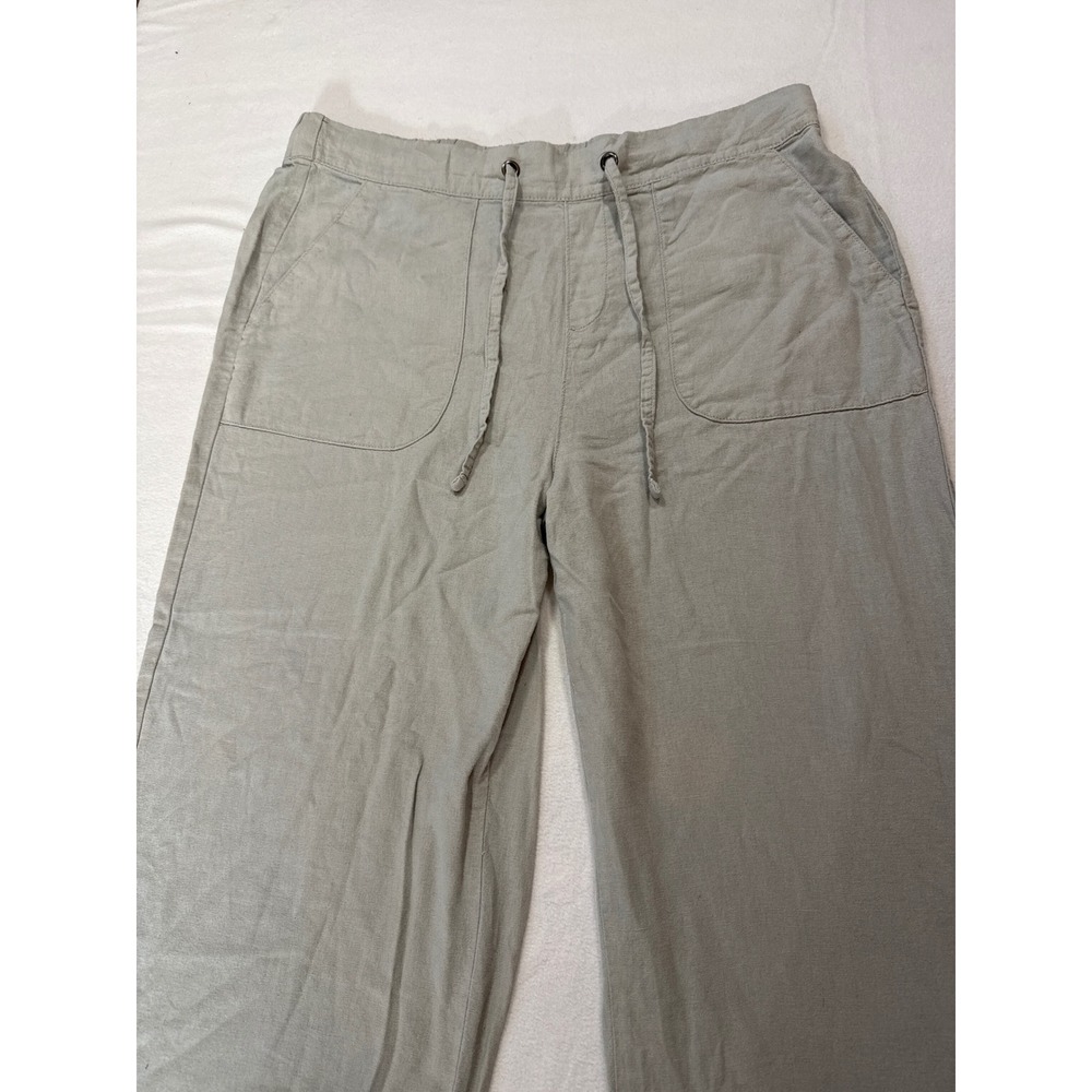 Lightweight Linen Blend Drawstring Waist Wide‎ Leg Cropped Pants Casual Comfort